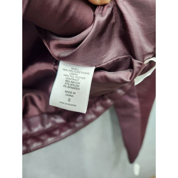 NY & C Womens Faux Leather Moto Jacket Small Size Plum - Picture 5 of 8